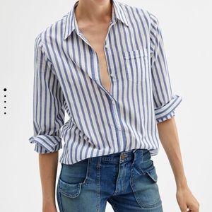 Nili Lotan blue and white stripper button up